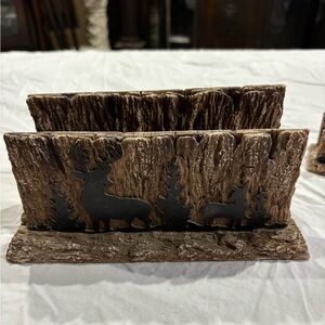 Rustic Hunter wildlife letter holder, business card holder, pen holder. 3 pieces